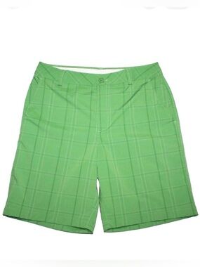 Under Armour Men’s Performance Green Plaid Flat Front Chino Golf Shorts Size 40